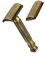Бритва для гоління Т-подібна Pearl L-55 Antique Brass Closed comb & Open Comb