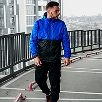 Чоловіча вітровка Меморі легка куртка спортивна з капюшоном весна-осінь електрик-чорна