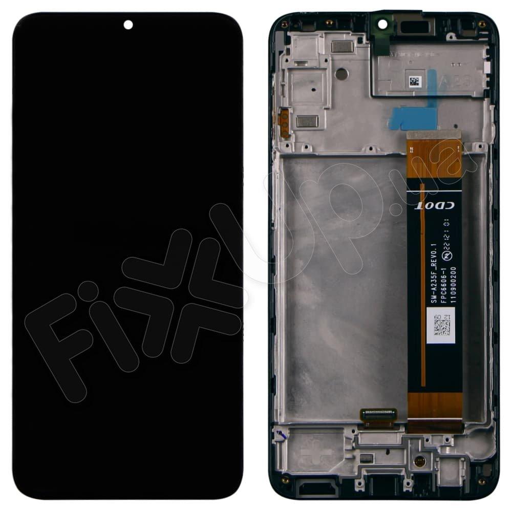 Дисплей для Samsung A235F Galaxy A23 2022 (GH82-28563A), з тачскрином і рамкою в зборі, колір чорний, сервісний