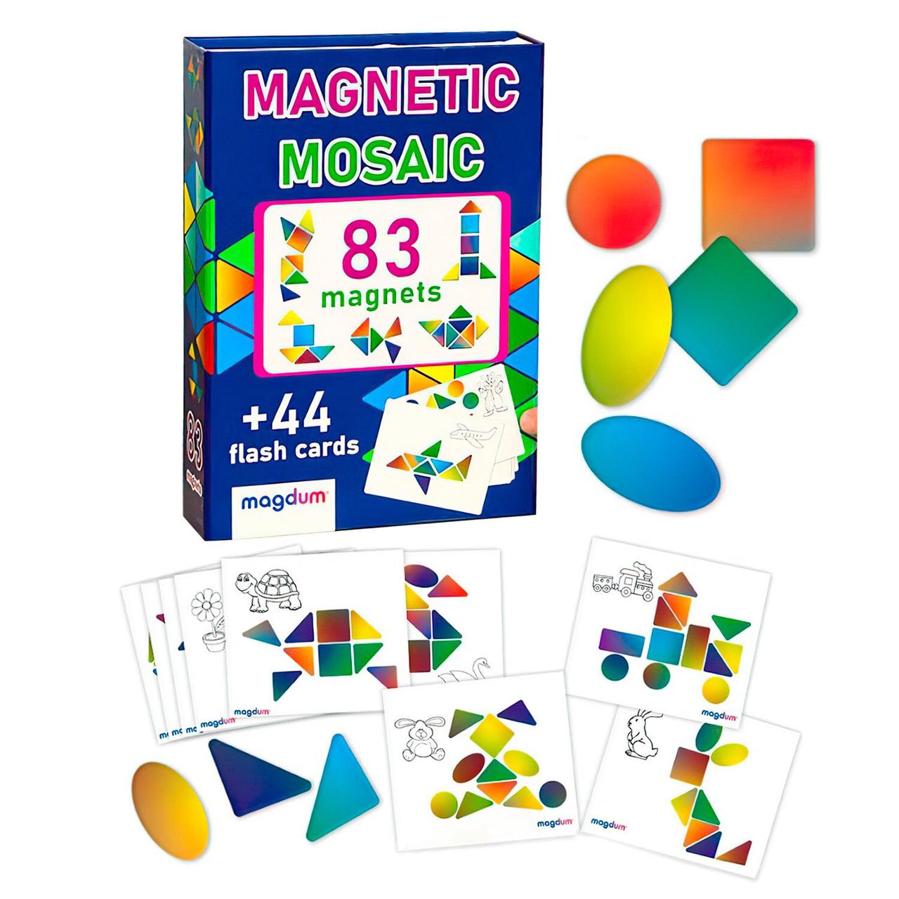 Магнітна мозаїка ML4031-23 EN game "Mosaic" "Magdum", 83 магніти, 44 картки з завданнями