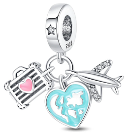 Срібний шарм-підвіска у стилі PANDORA Travel Charm 925 проба срібна намистна на браслет ПАНДОРА