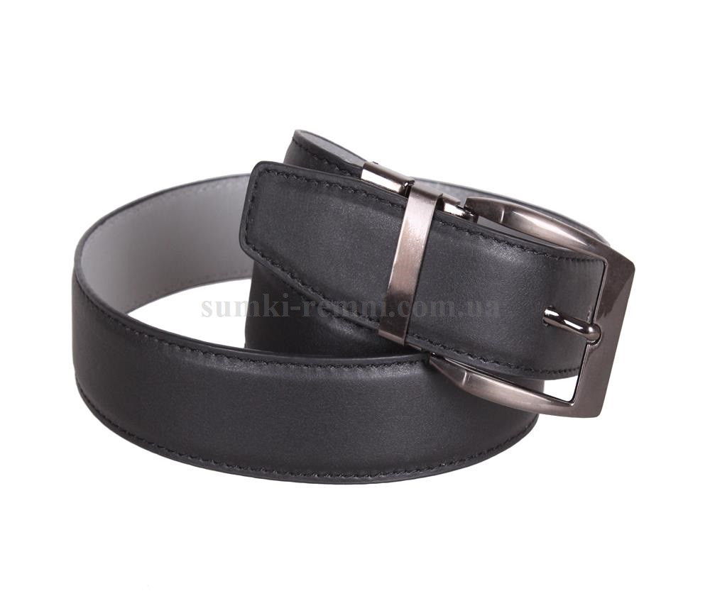 Чоловічий ремінь зі штучної шкіри під штани 330730 чорний, фото 1