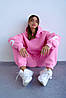 Рожевий жіночий крутий спортивний костюм-двійка з тринитки пеньє: Штани та Худі оверсайз з накатом Chicago, фото 3