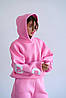 Рожевий жіночий крутий спортивний костюм-двійка з тринитки пеньє: Штани та Худі оверсайз з накатом Chicago, фото 5