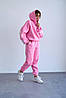 Рожевий жіночий крутий спортивний костюм-двійка з тринитки пеньє: Штани та Худі оверсайз з накатом Chicago, фото 6