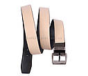 Чоловічий ремінь зі штучної шкіри під штани 330731 бежевий, фото 4