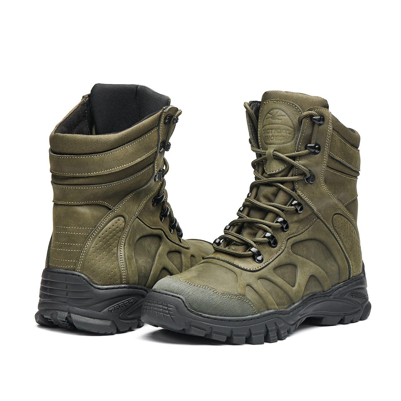 Берці військові шкіряні зимові на мембрані Gore-Tex олива Арт-Т3, фото 1