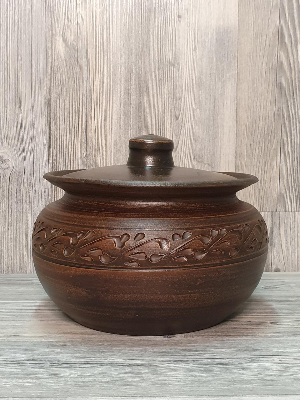 Горщик для запікання глиняний (з червоної глини), 2 л