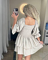 Сукня міні жіноча ніжна з льону з пишною подвійною спідницею Smv9198, фото 3