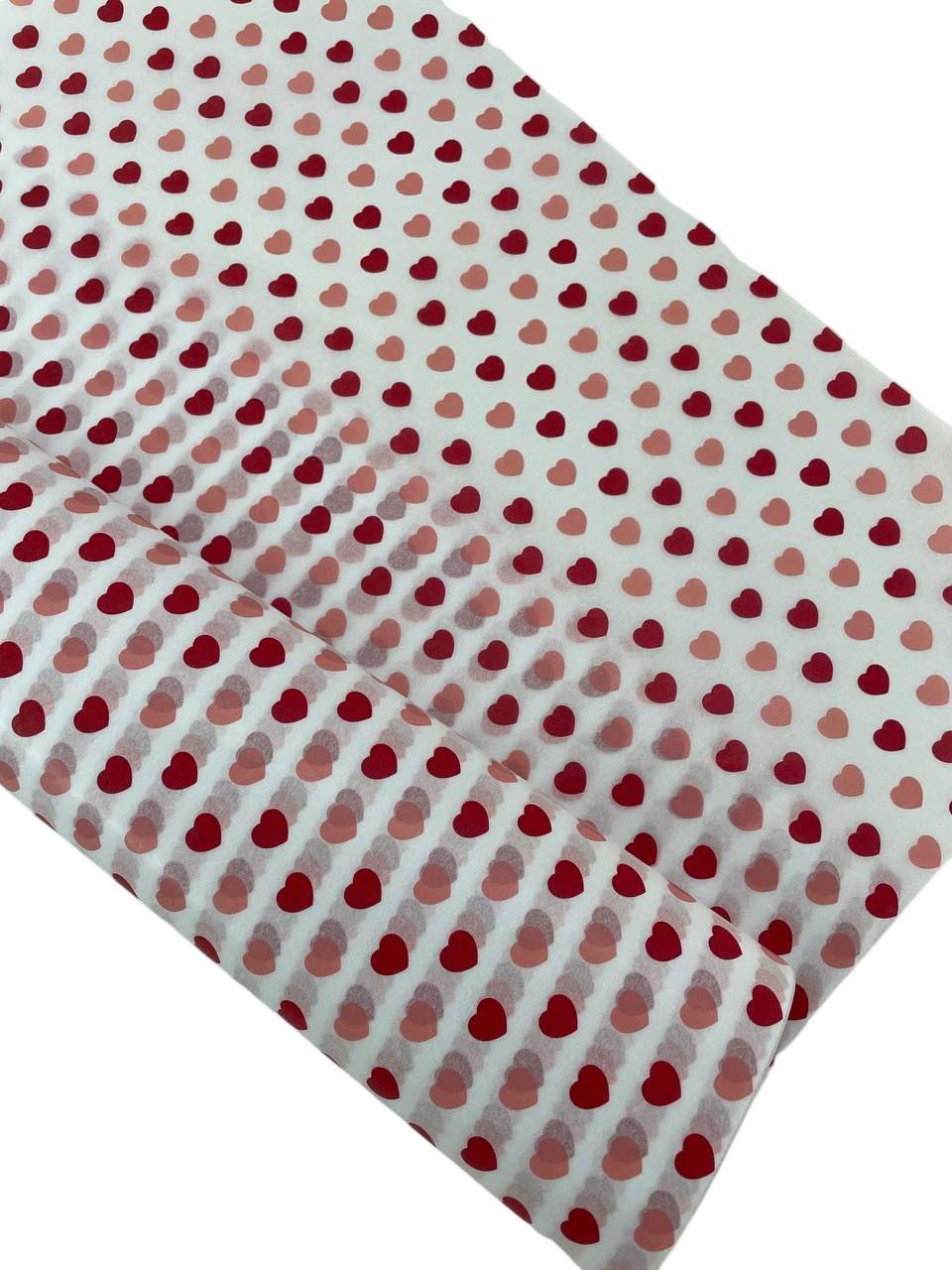 Папір тишею з принтом серця мікс 5 шт,  17 гр. на кв.м.