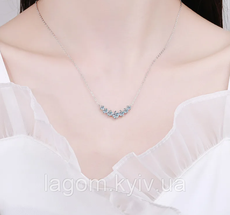 Срібне намисто вишукане кольє з цирконом, фото 1