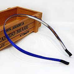 Обруч для волосся з синьою атласною стрічкою, 6 мм