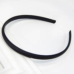 Обруч для волосся пластиковий, обтягнутий атласом, чорний, 1 см