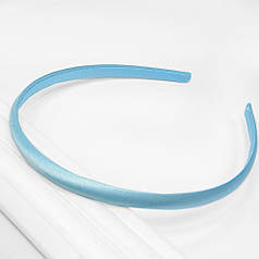 Обруч для волосся пластиковий в атласі, блакитний, 1 см