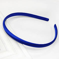 Обруч для волосся пластиковий, обтягнутий атласом, синій, 1 см