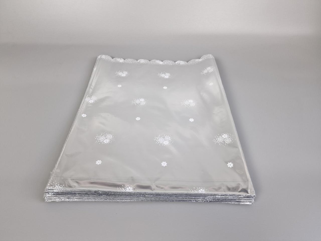 Пакет із малюнком для пакування подарунків (30*40) No431 (3) фольгований (ажурний) "Квіти" (100 шт.), фото 1