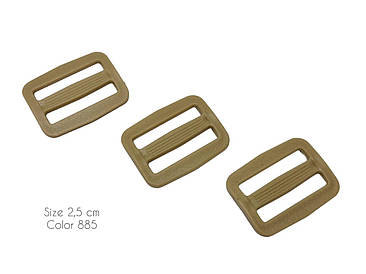 Пряжка "Перетяжка" для ремінної стрічки двощілинна 25мм Койот пластикова
