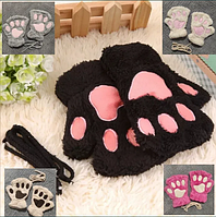Дитячі рукавички котячі лапки без пальців мітенки, рукавиці ТОП