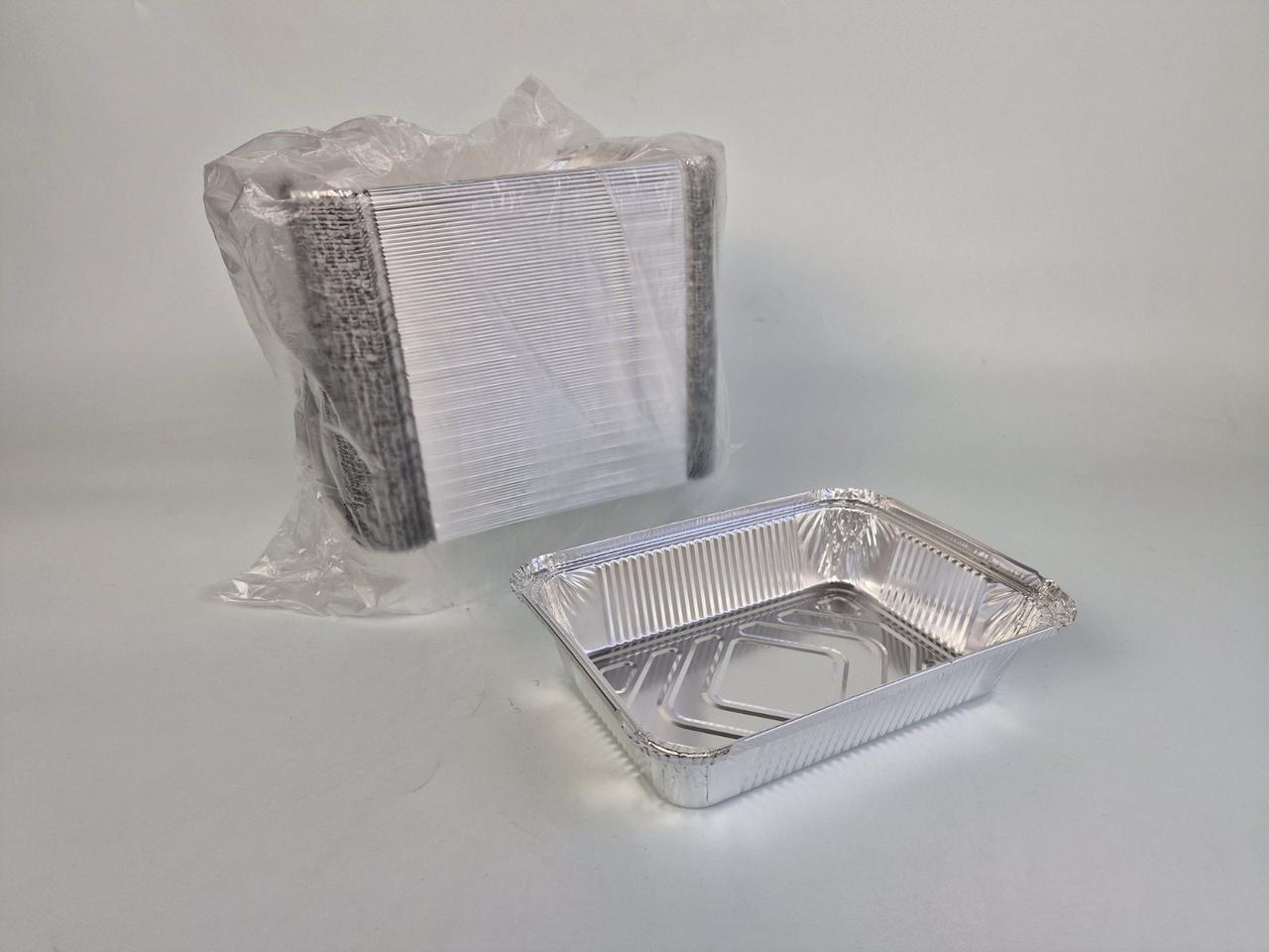 Прямокутний контейнер із харчової алюмінієвої фольги 960 мл SP64L 100 штук (NEW) (1 пачка), фото 1