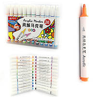 Набір акрилових скетчмаркерів 24 кольори трикутний корпус Aodemei