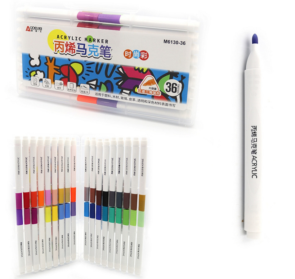 Набір акрилових скетчмаркерів 36 кольорів трикутн. корпус Aodemei