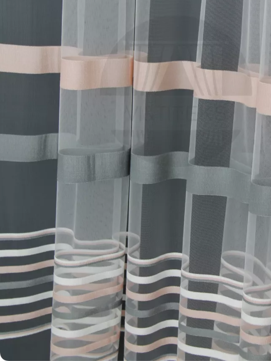 Тюль в смужку - пудра