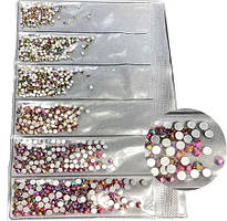 Набір страз холодної фіксації Premium ROSE GOLD АВ SS3-SS10 Non-hot Fix 1700шт