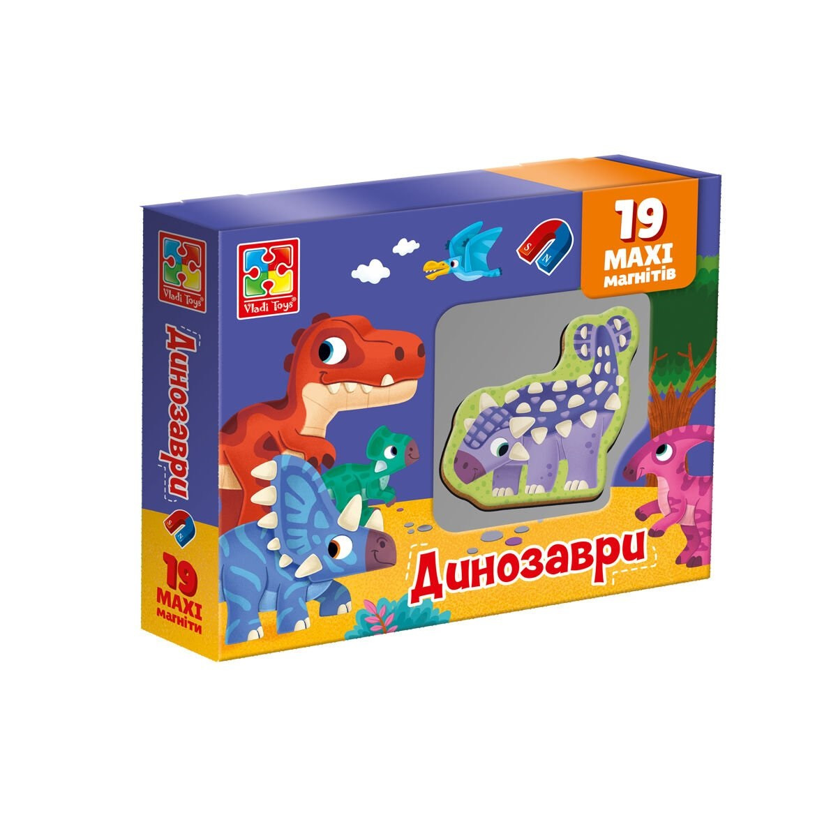 Набір магнітів "Динозаврики" VT3106-23 укр "Vladi Toys", 19 елементів