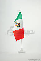 Прапорець Мексики, 13,5х25 см, атлас щільний,2-х сторонній