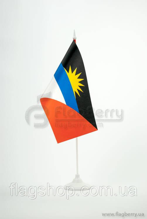 Прапорець Антигуа і Барбуда, 13,5х25 см, атлас щільний,2-х сторонній
