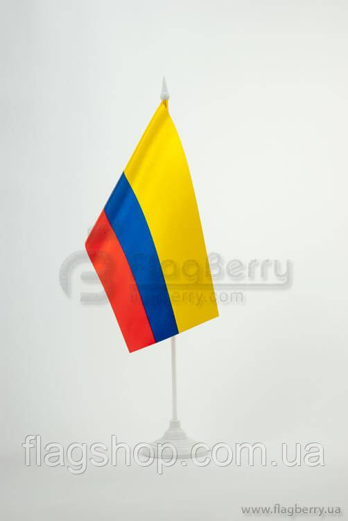 Прапорець Колумбії, 13,5х25 см, атлас щільний,2-х сторонній