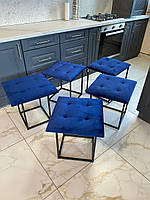 Пуф трансформер 5в1 з п'яти стільчиків з синього велюру стандарт