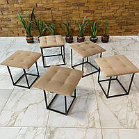 Пуф трансформер 5в1 з п'яти стільчиків з бежевого велюру люкс