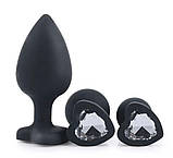 Силіконова анальна пробка червона з каменем, гладка маленька пробка розмір S, іграшка для інтиму, фото 2