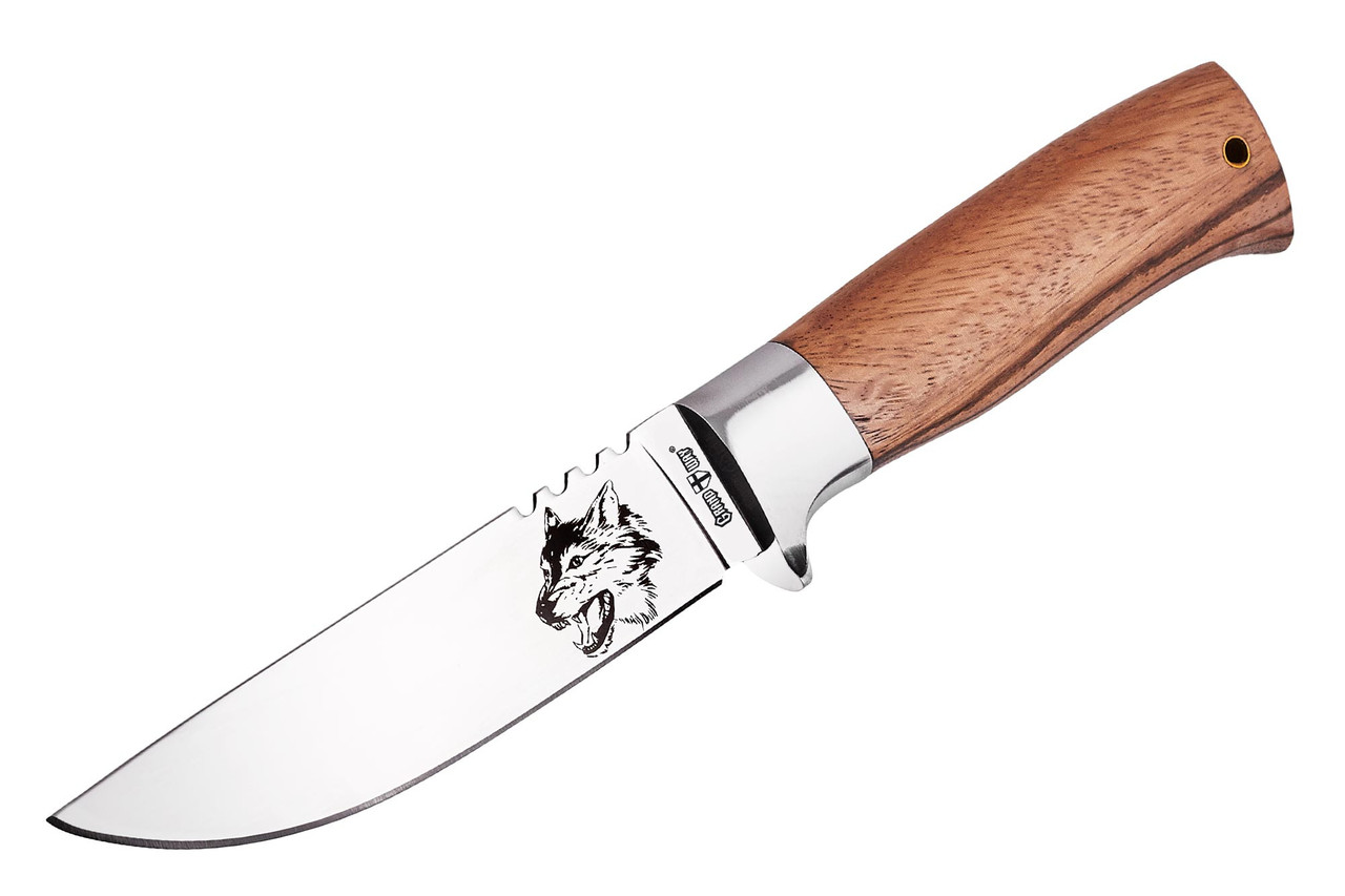 Ніж мисливський Grand Way 1910 Вовчий оскал (mirror polish, дерево-метал, чохол cordura) JGR
