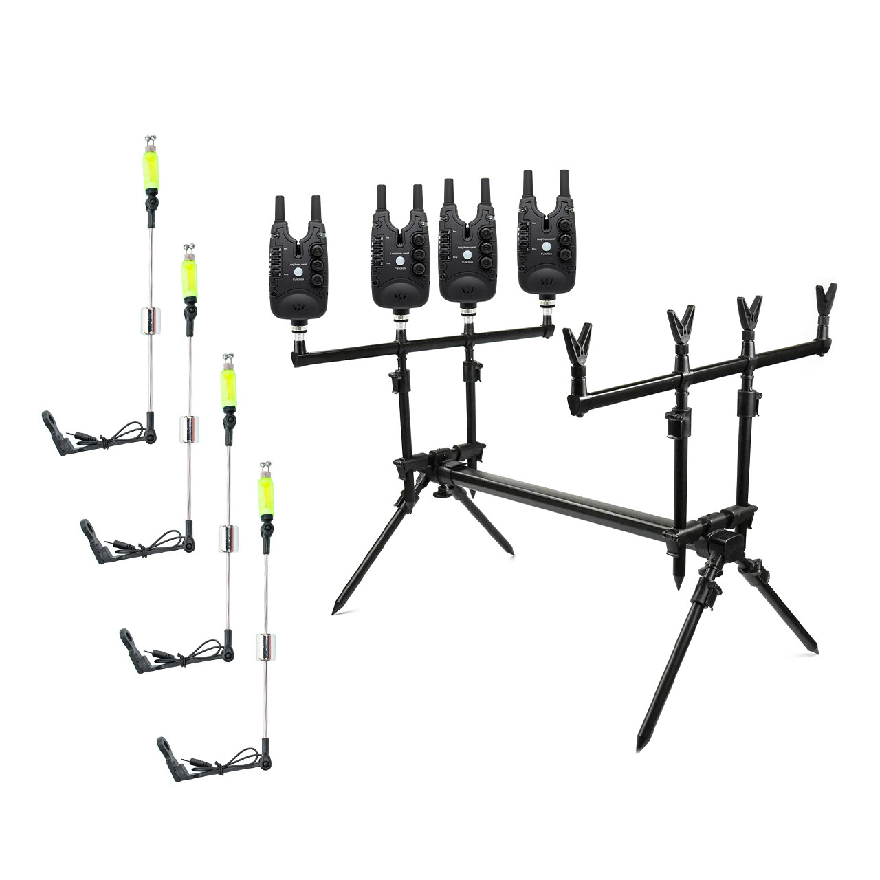 Набір: род под MARLINE N4 на 4 удилища та комплект  сигналізаторів Feima TLI-28 4+4 з свінгерами