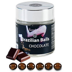 Потерта банка! Кульки з масажною олією 6 CHOCOLATE BRAZILIAN BALLS JAR 18+