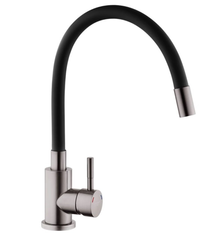 Змішувач для кухні MiX Seo 011 Graphite з гнучким виливом, фото 1