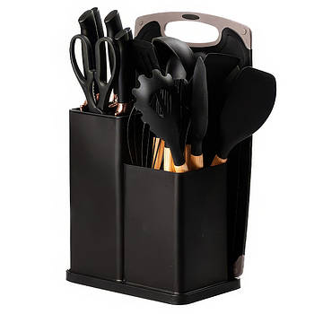 Набір силіконового кухонного приладдя 19 предметів CY-19 Кухонний набір із силікону та дерева