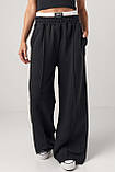 Трикотажні широкі штани з подвійним поясом, фото 4