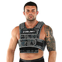 Жилет обтяжувач з регульованою вагою Zelart Weigth Vest 2-20кг для тренування витривалості, фото 3