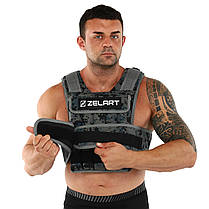 Жилет обтяжувач з регульованою вагою Zelart Weigth Vest 2-20кг для тренування витривалості, фото 5