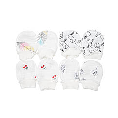 Царапки Twins для новонароджених муслін (0-3 міс) 3 пари W135-ЦМ-20, мультиколір