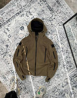 Кофта флісова чоловіча унісекс хакі з липучками для шевронів з капюшоном