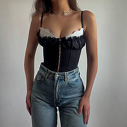 Ефектний корсет на гачках з утяжкою та мережевом