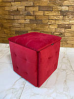 Пуф трансформер 5в1 з п'яти стільчиків з червоного велюру люкс