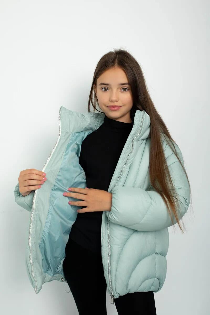 Зимова куртка на дівчинку Тіара, м'ята, фото 1