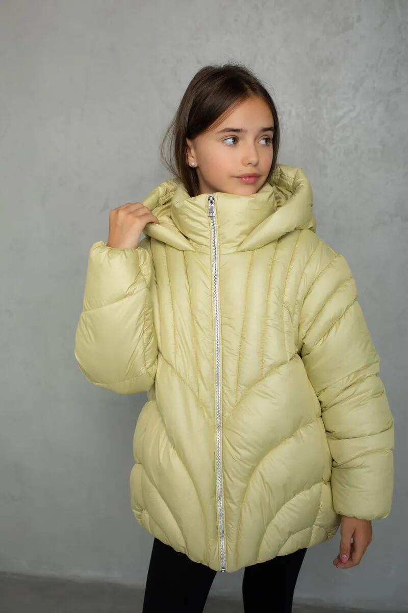 Дитяче зимове пальто на дівчинку Тіара жовтий, розміри 128-158, фото 1