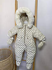Зимовий дитячий теплий комбінезон з пінетками та рукавичками для новонароджених розмір 86, фото 2