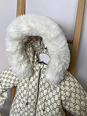 Зимовий дитячий теплий комбінезон з пінетками та рукавичками для новонароджених розмір 86, фото 4